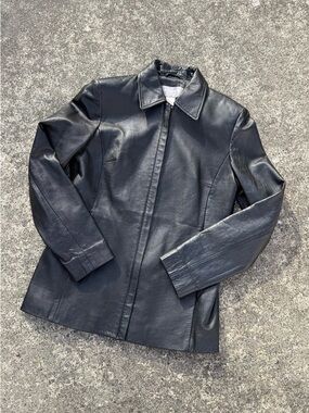 Vintage Liz Claiborne Black Leather Jacket Size 4 | Genuine Leather
